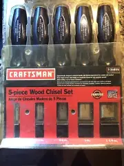 Craftsman 5pc Wood Chisel Set USA 35869 USA 1/4”, 1/2”, 3/4”, 1”, 1-1/4” NOS