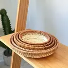 Round Storage Basket Handmade Fruit Basket Home Organizer Pastry Plate Bread