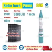 900W 110V SOLAR SUBMERSIBLE DEEP WELL BORE PUMP 90M Head + 20M Cable