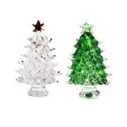 2Pcs Crystal Christmas Trees Fireplace Mantel Decor Desk Topper Artificial9222