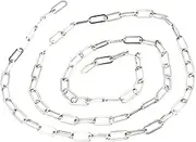 Beatifufu Stainless Steel Cross Chain Long o Word Chain Women Necklace Chains Chain Link Steel Chain Chains for Jewelry Making Gunmetal Key Necklaces Silver
