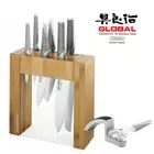Global 7pc Ikasu Knife Block Set & Minosharp 2 Stage Sharpener