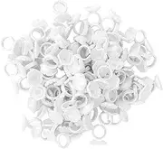 Eyelash Extension Supplies, 100PCS Volume Heart Glue Rings for Lashes Fan, Lash Glue Holder Rings Cups for Eyelashes Supplies (White)