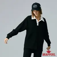 在飛比找momo購物網優惠-【BRAPPERS】女款 撞色POLO領T恤(黑色+米白領)