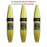 3 X Maybelline The Colossal Big Shot Mascara Shayla #228 BADDEST BLACK Free Post