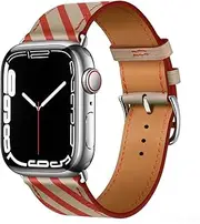 Compatible for Apple Watch Band 45mm 41mm 44mm 42mm 40mm 38mm Leather Strap for Women Man Single Tour Strap Bracelet for iWatch series 7 6 SE 5 4 3 2 1