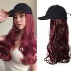 Wine Red Long Straight Hair -piece Adjustable Hat Wig Daily Use