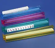 CAYOULR Mahjong Racks with Pushers, Convenient Rotating One-Piece Mahjong Rack and Multiplayer, Colourful 4-Piece Set