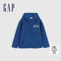 在飛比找蝦皮商城優惠-Gap 男童裝 Logo仿羊羔絨刷毛連帽外套-深藍色(836