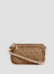 GUESS Women's Brown Logo Pouch Crossbody Bag