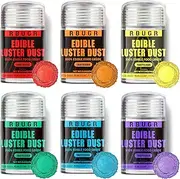 RBUGR Edible Glitter Set, 6 Colors Edible Luster Dust, Food Grade Drink Glitter Edible Dust, Sprinkles Cocktail Glitter, Shimmering Powder Glitter for Fondant, Candy, Vegan Cake Decorating（4g/0.14oz）