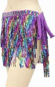 [Vseutiac] Sequin Dance Skirt, Wrap Skirts, Belly Dancer Costumes, Belly Dance Hip Towel for Stage Appearances, Festivals, Themed Parties, Summer Beach