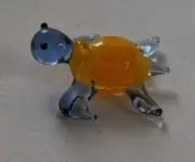 Figurine Miniature Hand Blown Glass Turtle Art Painted Fancy Animal Collectible