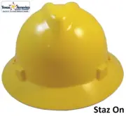 MSA V-Gard Full Brim Hard Hats with Staz-ON Suspensions - Yellow