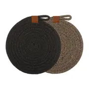 2pc Ladelle Nash HeatResistant Trivets Mats NonSlip Pot Holders Charcoal Grey