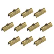 100Pcs Ribbon Crimp Clamp Ends 16mm Cord End Clasp for DIY Craft Bronze Tone