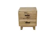 Melbournians Furniture Bedside Table 2 Drawers Night Stand Solid Wood Storage Light Brown Colour Bedside Tables