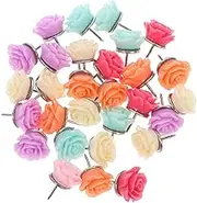 GANAZONO 30Pcs Flower Shaped Push Pins Cute Thumbtacks for Bulletin Boards Cork Boards and Photo Walls Decorative Flower Pushpins Colors of Each Color