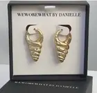 WeWoreWhat by Danielle Gold Tone Embellished Spiral Conch Shell Earrings NIB $80