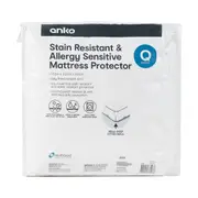 Stain Resistant and Allergy Sensitive Mattress Protector - Queen Bed, White