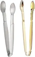 KICHOUSE 2pcs Stainless Steel Sugar Tongs Gold Plated Serving Tongs for Ice Sugar Cubes and Appetizers Kitchen Tool for Parties Cafes and Home Use Gold and Silver