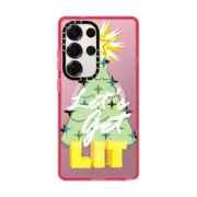 Galaxy S25 Ultra Impact Magnetic Case LET'S GET LIT Funny Party Cheers Christmas Tree Holiday Season Typography Drinks Festive Xmas Ebi Emporium