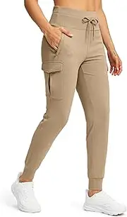 [SANTINY] Women Fleece Lined Cargo Joggers High Waisted Winter Warm Waterproof Hiking Pants with Zipper Pockets
