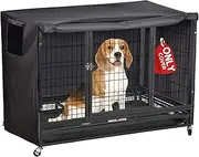 ZAOBAS Dog Crate Cover 48 Inch Heavy Duty Durable 600D Polyester Insulated Dog Kennel Cover for Dog Cage, Dog Cage Cover Fit for Most Wire Pet Crates (ONLY Cover)