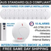 10 Pack Paired Wireless Interconnected Photoelectric Smoke Alarm 10-Yr Battery
