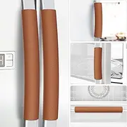 Metonsto Refrigerator Handle Covers, 5PCS Leather Kitchen Appliance Handle Covers, Keep Your Fridge Microwave Oven Stove Dishwasher Clean, Save Your Time, Trimmable and One Size Fits All (Dark Orange)