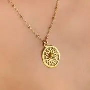 Solar Sun sacred geometry gold plated necklace with citrine centre