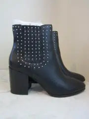 NIB Steve Madden Jaclyn Black with Studs Pull On Bootie 3" Heel Women Shoe 7.5 M