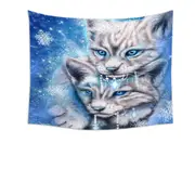 Wildlife Art Blue Winter Lynx Wild Cat Tapestry