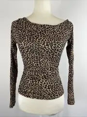 Supre Ladies Top Size XS Leopard Print Off Shoulder Long Sleeve NEW