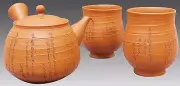 Tokoname Shudei Kyusu Teaset - REIKO - 1pot & 2yunomi cups with wooden box