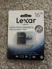 New Lexar High Performance 300x microSDHC UHS-I 16GB w/Adapter