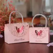 5Pcs with Handle Candy Box Kraft Paper Gift Packaging Boxes Baby Shower