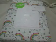 New Mila & Molly Twin Sheet Set RAINBOWS, CLOUD & STARS ~ Blue, Pink, Yellow NIP