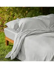 Bombacio Linens Sunrise Cloud Grey Sateen Fitted Sheet