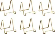 TRIPAR 6 Pack 4-Inch Metal Gold Painted Square Book Holder/Stand, Wire Mini Easel, Small Photo Stands for Table, Display for Picture Frames, Plaques & Plates