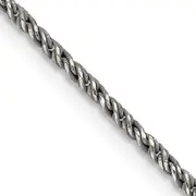 16 Inch Sterling Silver Ruthenium-Plated 1.7mm Twisted Tight Wheat Chain