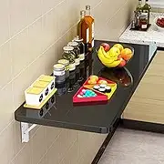 Foldable Wall Hanging Drop Leaf Table Foldable Wall Hanging Desk Laundry Folding Table Sturdy Wall Hanging Folding Table for Small Space Kitchen Laundry Room Restaurant (Color: Black Size: