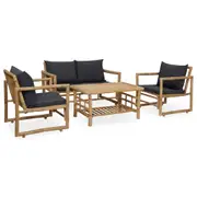 4 Piece Garden Lounge Set with Cushions Bamboo vidaXL