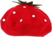 [WRITWAA] French Beret Hat Small Strawberries Beret for Women Ideal Headdress for Parties Red