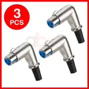3 Pack 90 Degree XLR 3 Pin Female Connector Right Angle Microphone Cable Jack