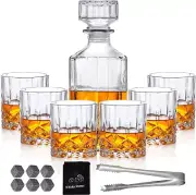 Whiskey Decanter Set for Men, Whiskey Glasses and Decanter with Cooling Stones a