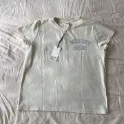 Clare V. Bourgeoisie Sauvage Icons Tee Shirt Cream Cobalt Blue NWT sz Small