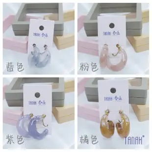 【TANAH】復古時尚 大理石款 耳針款/耳夾款 耳環(DE074)