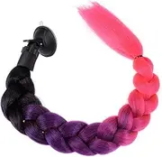 XYWHPGV Helmet Decor Pigtail Gradient Braid Ponytail Hair with Suction Cup 23.62" for Motorcycle Scooter Helmet Black Dark Purple Dark Pink(446f6 9a449 8722c 524d7 e059f be0c5