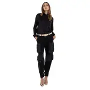 Replay Womens Plain Comfort Fit Shirt In Viscose Satin Black